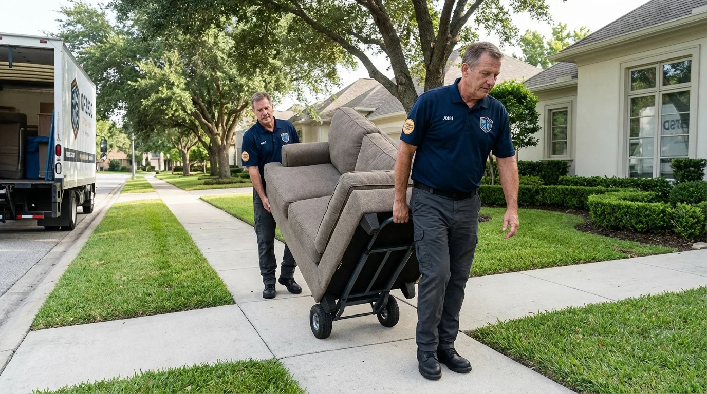 Local residential moving crew loading furniture in Roebling, NJ